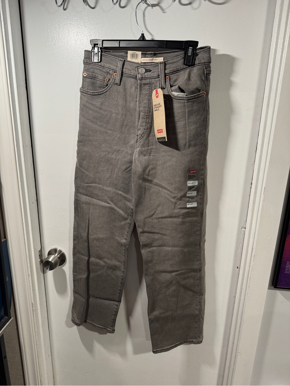 Levi's Gray Ribcage Straight Ankle Jeans
